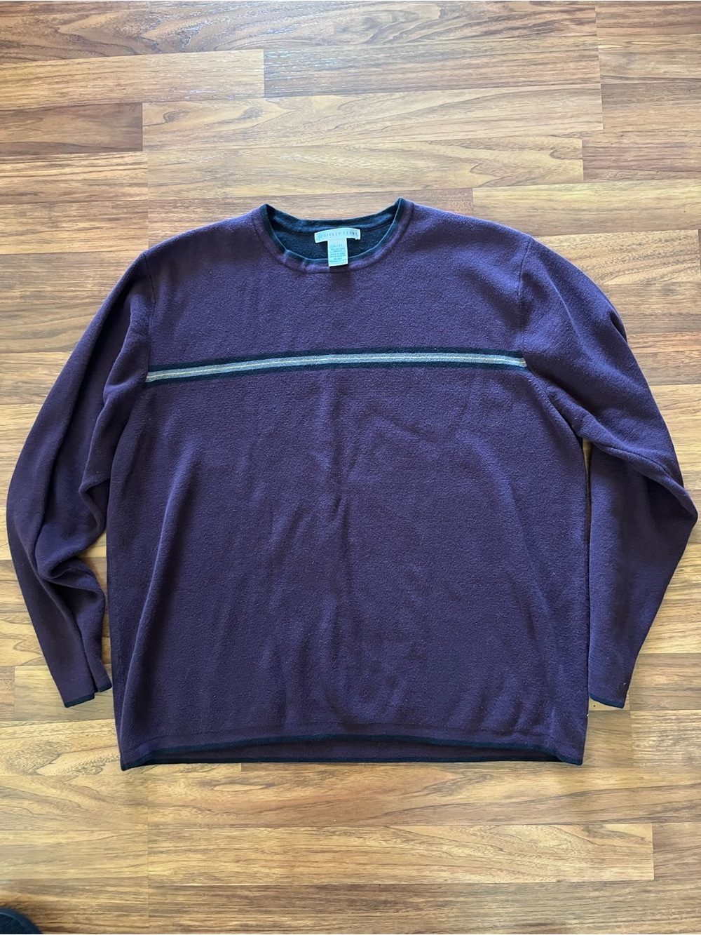 Geoffrey Beene Men's XL Crewneck Sweater in Plum with Gray Contrast Stripe